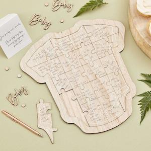 Wooden Baby Shower Babygrow Guest Book