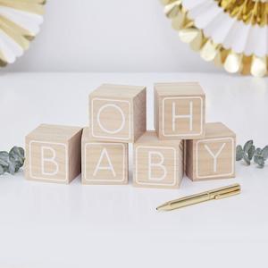 Wooden Baby Shower Building Block Guest Book