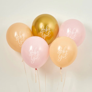 Baby Girl Balloons (12in) - Pink, Nude, Gold (5)