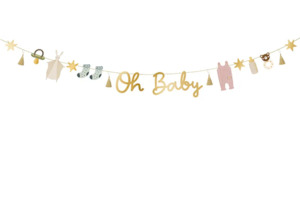 Oh Baby Gold Baby Shower Banner