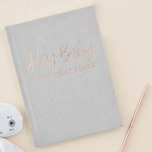 Grey Suede Baby Journal Book