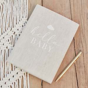 Hello Baby Linen Baby Journal Book