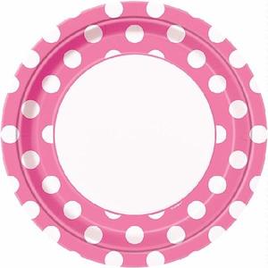 Pink Polka Dot Plates (8)