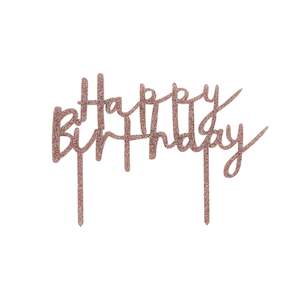 Adult Birthday Partyware: Happy Birthday Cake Topper - Rose Gold