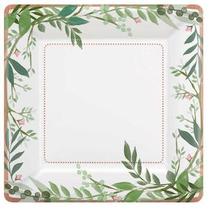 Square Plates - Love and Leaves theme (25cm size)