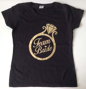 Team Bride Tshirt - Black/Gold