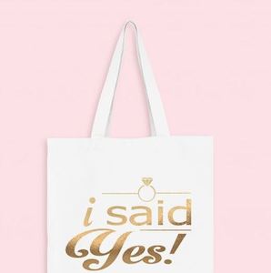 "I Said Yes!" Bride to Be Tote Bag - White/Gold