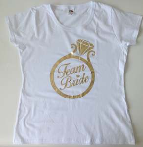 Bride To Be Accessories: Team Bride Tshirt - White/Gold