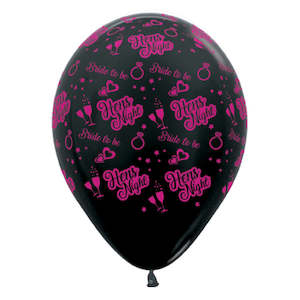 Hot Pink & Black Hen Night Balloons (6)