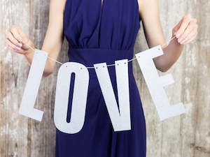 Silver Glitter Love Banner