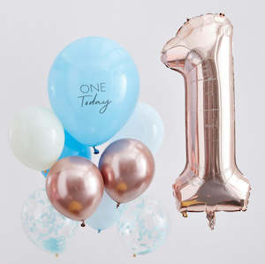 1st Birthday Balloon Kit - Blue/Rose Gold