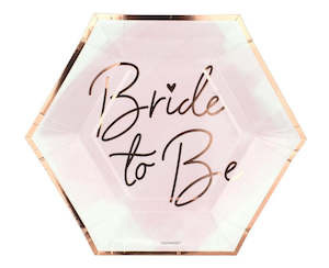 Rose Gold: Hexagonal Bride to Be Plates (8)