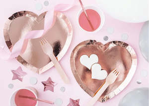 Rose Gold: Rose Gold Heart Shaped Plates (6)