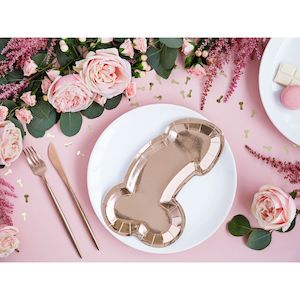 Rose Gold Willy Shaped Plates (6)