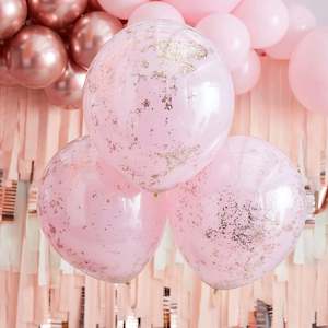 Pink and Rose Gold Confetti Layered Balloons (3)