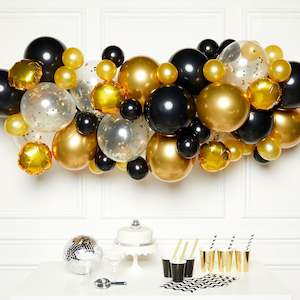 Balloon Garland Kit - Black and Gold (66 Pieces)