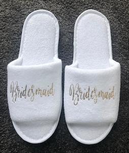 Bridesmaid Slippers - Gold Script, Style A