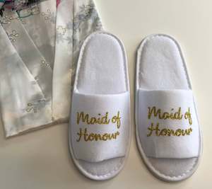 Maid of Honour Slippers - Gold Glitter Script, Style C