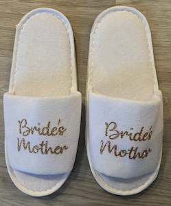 Bride's Mother Slippers - Gold Glitter Script, Style D