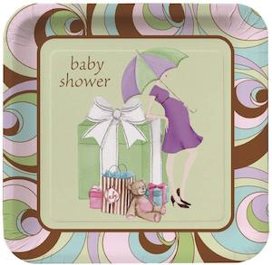 Baby Shower Square Plates (8) - Shopping