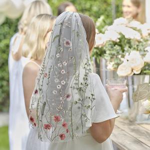 Bride To Be Accessories: Embroidered Floral Hen Party Veil