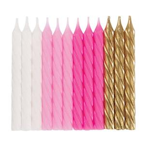 Pink, White & Gold Spiral Candles (24)