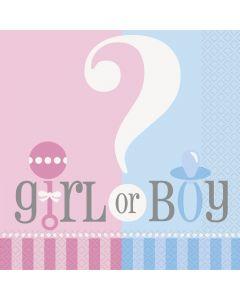 Gender Reveal Napkins (20) - Pink and Blue