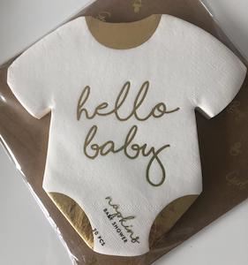 Baby Shower White & Gold Bodysuit Napkins (20)