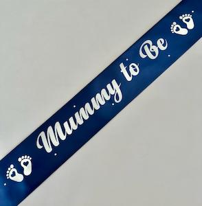 Mummy to Be sash - Navy with Silver *NEW FABRIC*