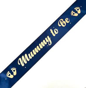 Mummy to Be sash - Navy with Gold *NEW FABRIC*