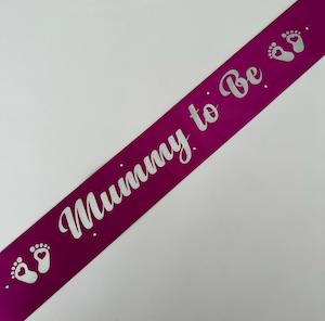 Mummy to Be sash - Magenta with Silver *NEW FABRIC*