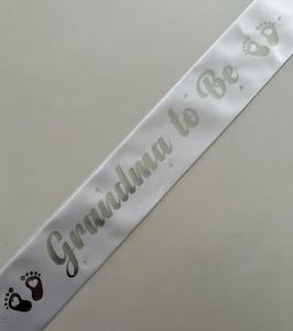 Grandma to Be Sash - White with Silver *NEW FABRIC*