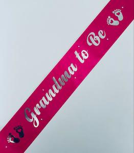 Grandma to Be Sash - Hot Pink with Silver