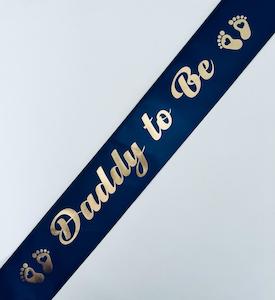 Daddy to Be Sash - Navy with Gold *NEW FABRIC*