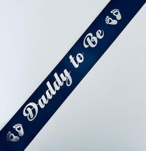 Daddy to Be Sash - Navy with Silver *NEW FABRIC*