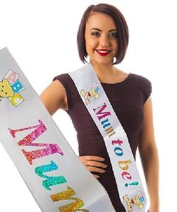 Baby Shower Sashes: Mum to Be Sash - Glitter