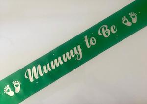 Mummy to Be Sash - Green with Silver