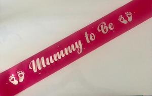 Mummy to Be Sash - Hot Pink with Silver