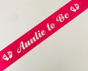 Auntie to Be Sash - Hot Pink with Silver