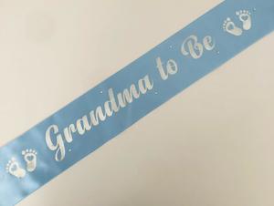 Grandma to Be Sash - Pale Blue with Silver *NEW FABRIC*