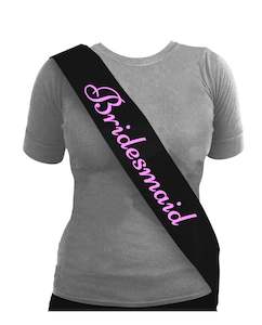 Bridesmaid Sash - Black/Pale Pink