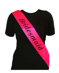 Bridesmaid Sash - Hot Pink/Black