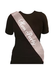 Hen Party Sash - Glittery Rose Gold/White