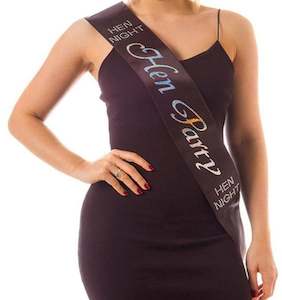 Hen Party Sash - Black/Diamante