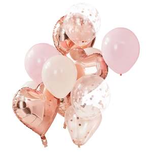 Rose Gold Themed Baby Shower: Blush & Rose Gold Balloon Bundle (12)