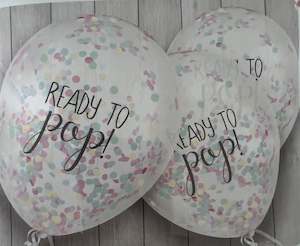 Rose Gold Themed Baby Shower: Ready to Pop Baby Shower Confetti Balloons (5) - Neutral (11")