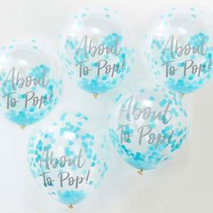 Sale: About to Pop Confetti Balloons (5) - Blue (12")