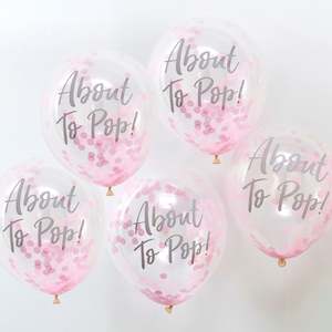 About to Pop Confetti Balloons (5) - Pink (12")