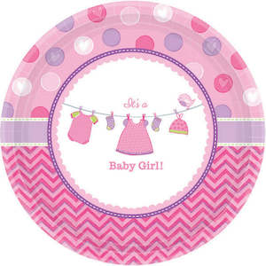 Shower with Love - Baby Girl Baby Shower Plates (8)