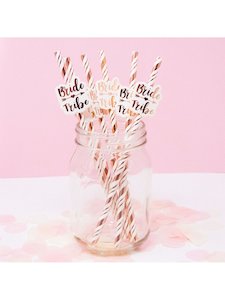 Bride Tribe Paper Straws (6) - Rose Gold